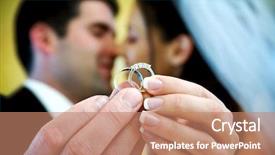  Presentation with wedding rings - Colorful slide set enhanced with are holding up the wedding backdrop and a coral colored foreground