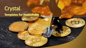  Presentation with coal mining mine - Beautiful slide deck featuring are mining bitcoin digital currency backdrop and a tawny brown colored foreground