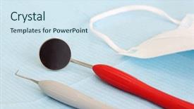 Presentation with dental - Colorful theme enhanced with are on table in dental backdrop and a sky blue colored foreground