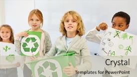  Presentation with team planning - Cool new PPT theme with are planning a recycling ecology backdrop and a soft green colored foreground