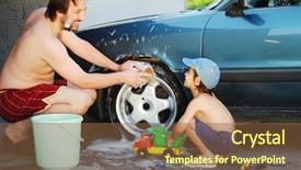  Presentation with father - Presentation having are playing and washing car background and a tawny brown colored foreground