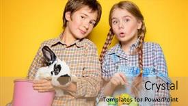  Presentation with easter - Audience pleasing presentation theme consisting of are posing with easter attributes backdrop and a coral colored foreground
