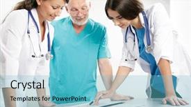  Presentation with report - Slide set enhanced with are studying a medical report background and a light blue colored foreground