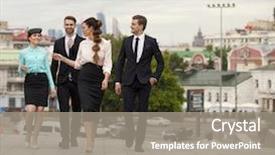  Presentation with people street - Presentation theme enhanced with are walking down the street background and a  colored foreground