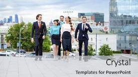  Presentation with people street - Theme with are walking down the street background and a  colored foreground