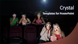  Presentation with scary movie - Slide set featuring are watching scary 3d movie background and a wine colored foreground