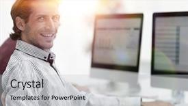  Presentation with partners - Audience pleasing slide deck consisting of are working on the computer backdrop and a light gray colored foreground