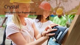  Presentation with village india women working - Audience pleasing theme consisting of are working with a grinder backdrop and a red colored foreground