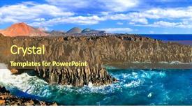  Presentation with caves - Cool new presentation theme with coastal area - amazing los hervideros lava's caves backdrop and a tawny brown colored foreground