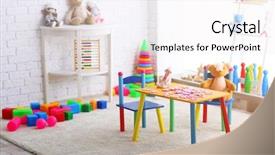  Presentation with kids - Presentation theme with area - vivid kids room with toys background and a white colored foreground