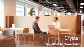  Presentation with interview - Slide set consisting of area at graduate recruitment assessment background and a tawny brown colored foreground