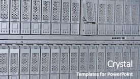  Presentation with storage - Beautiful PPT theme featuring area network hard drives library backdrop and a gray colored foreground