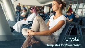  Presentation with modern color - Slide set having area of a modern airport background and a tawny brown colored foreground