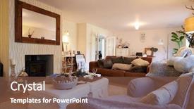  Presentation with lounge - PPT theme featuring area of contemporary family home background and a  colored foreground