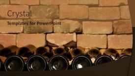  Presentation with cellar - Colorful slides enhanced with area-of-stacked-wine-bottles backdrop and a red colored foreground