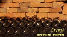  Presentation with cellar - Beautiful slide deck featuring area-of-stacked-wine-bottles backdrop and a wine colored foreground