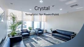  Presentation with waiting room - Audience pleasing presentation theme consisting of area plant - interior of a waiting room backdrop and a light gray colored foreground