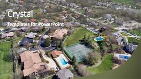  Presentation with neighborhood - Presentation featuring area with homes parks tennis background and a gray colored foreground