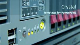  Presentation with storage - PPT theme featuring area with scsi hard drive background and a ocean colored foreground