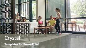  Presentation with health facilities - Beautiful PPT theme featuring areas - full length of three young backdrop and a gray colored foreground