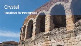  Presentation with ancient roman education - Colorful PPT theme enhanced with arena di verona roman amphitheatre backdrop and a teal colored foreground