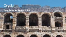  Presentation with roman - Amazing presentation theme having arena di verona roman amphitheatre backdrop and a teal colored foreground