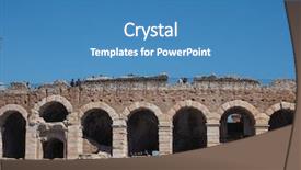  Presentation with roman - Presentation design consisting of arena di verona roman amphitheatre background and a teal colored foreground