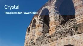  Presentation with ancient roman myths - Beautiful PPT theme featuring arena di verona roman amphitheatre backdrop and a ocean colored foreground