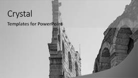  Presentation with roman - Audience pleasing PPT theme consisting of arena di verona roman amphitheatre backdrop and a light gray colored foreground