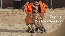  Presentation with gladiator - Cool new slide set with arena of the roman backdrop and a coral colored foreground