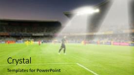  Presentation with flood - Presentation design with arena soccer field with flood background and a yellow colored foreground