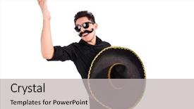  Presentation with mexican - Slides having argentian - funny man wearing mexican sombrero background and a  colored foreground