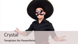  Presentation with mexican vacations - Colorful presentation design enhanced with argentian - funny man wearing mexican sombrero backdrop and a  colored foreground