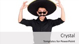  Presentation with mexican vacations - Theme having argentian - funny man wearing mexican sombrero background and a  colored foreground