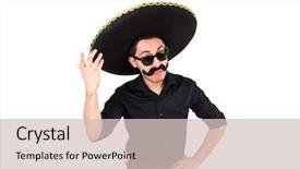  Presentation with mexican - Cool new slide deck with argentian - funny man wearing mexican sombrero backdrop and a  colored foreground