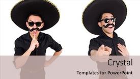  Presentation with mexican police - Presentation theme enhanced with argentian - funny man wearing mexican sombrero background and a  colored foreground