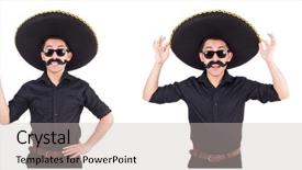  Presentation with young man wearing a hat - Presentation theme featuring argentian - funny man wearing mexican sombrero background and a light gray colored foreground