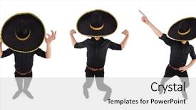  Presentation with folklore mexican - PPT theme enhanced with argentian - funny man wearing mexican sombrero background and a  colored foreground