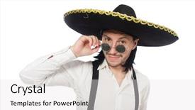  Presentation with mexican - Slides featuring argentian - mexican man wearing sombrero isolated background and a  colored foreground