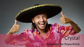  Presentation with young man wearing a hat - Colorful presentation enhanced with argentian - young mexican man wearing sombrero backdrop and a red colored foreground