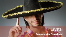 Presentation with young man on the phone - Audience pleasing theme consisting of argentian - young mexican man wearing sombrero backdrop and a red colored foreground
