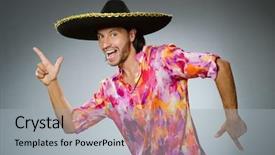 Presentation with folklore mexican - PPT layouts having argentian - young mexican man wearing sombrero background and a light gray colored foreground