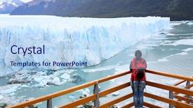  Presentation with tourist - Amazing presentation having argentina attraction - tourist standing on footbridge backdrop and a light blue colored foreground