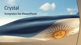  Presentation with wind - PPT layouts featuring argentina flag waving in wind against blue sky with clouds background and a light blue colored foreground