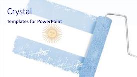  Presentation with paint roller - Cool new PPT theme with argentina national flag against gray paint with roller backdrop and a sky blue colored foreground