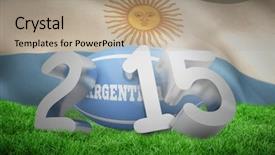  Presentation with rugby - Presentation design enhanced with 2015 message against argentina flag background and a coral colored foreground