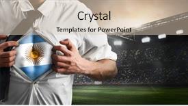  Presentation with football stadium - Presentation theme with argentina soccer or football supporter background and a soft green colored foreground