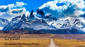  Presentation with february - Audience pleasing presentation theme consisting of argentine patagonia summer day backdrop and a gold colored foreground