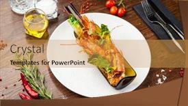  Presentation with modern food - Slides consisting of argentinian-king-prawns-glazed-lime background and a yellow colored foreground