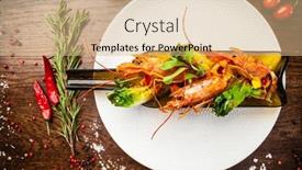  Presentation with modern food - Slide set consisting of argentinian-king-prawns-glazed-lime background and a coral colored foreground